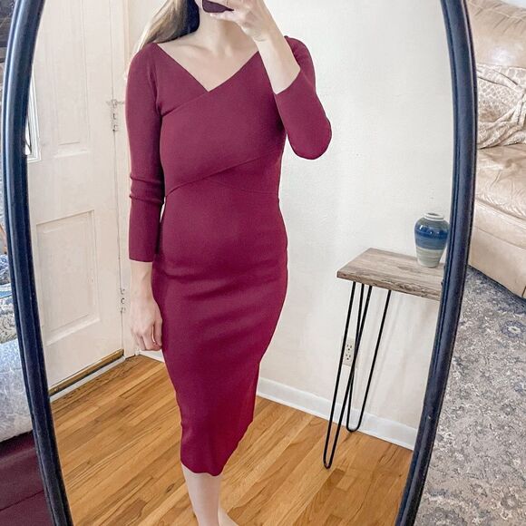 Theory Daverin Lustrate Sheath Dress in Burgundy S - Picture 2 of 9